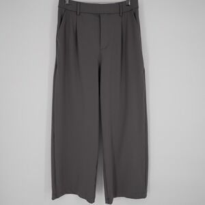 Halara Pleated High Waist Wide Leg Pull On Stretch Pants Medium Petite Gray